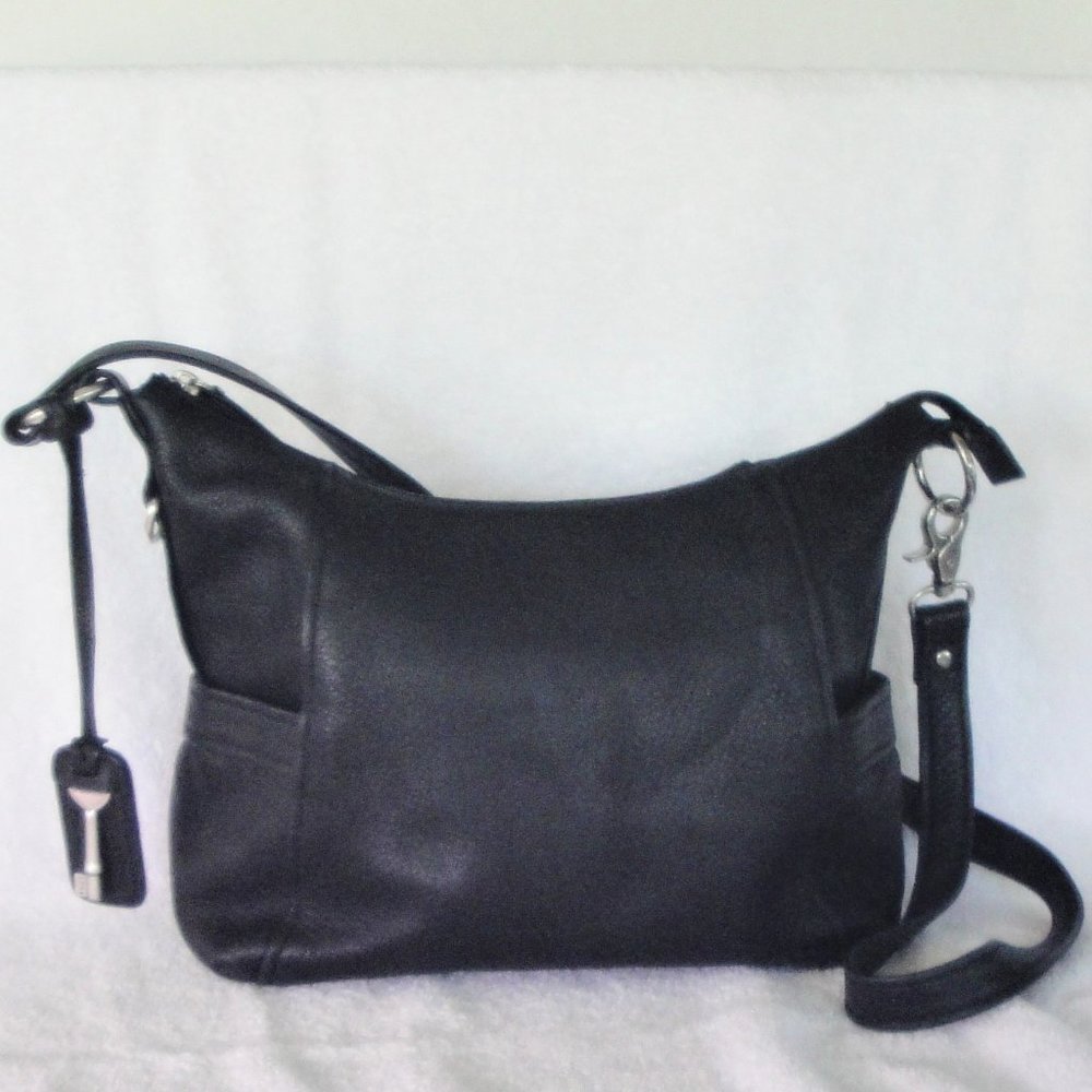 Fossil Black Pebbled Leather Hobo Bag